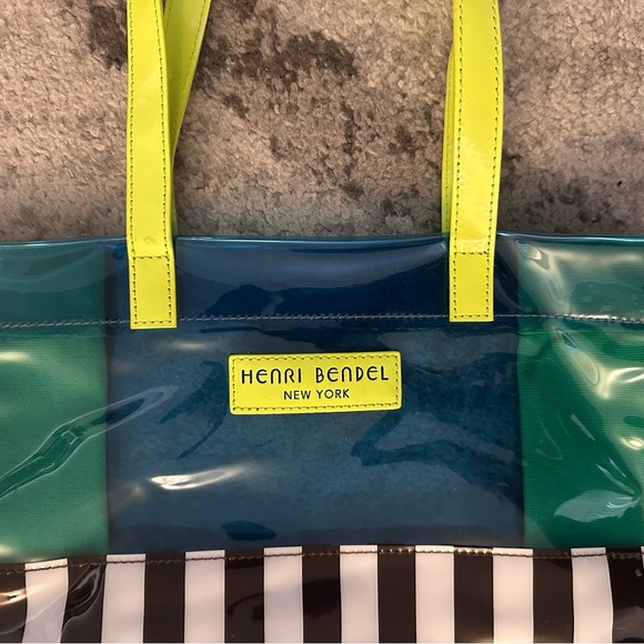 HENRI BENDEL Clear PVC Striped Tote Bag Blue & Green - Picture 14 of 14